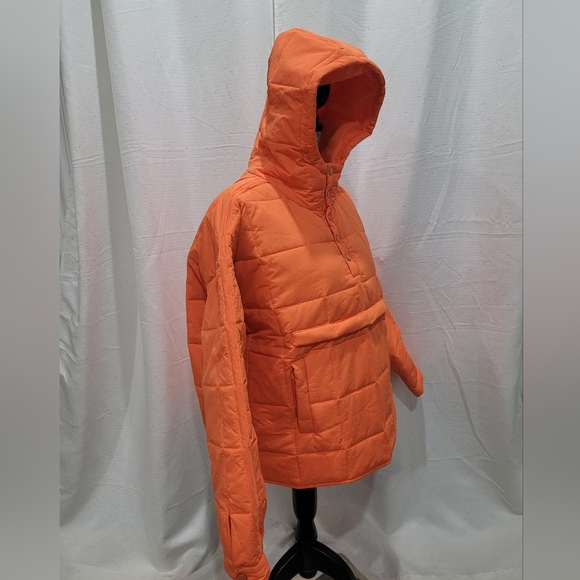 Orange Puffer Pullover Jacket Size Large Loose Fitting - Picture 4 of 10